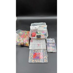 Jewelry Making Craft Lot ArtSkills Alphabet Beads Charms Loom Bands ArtBin Case
